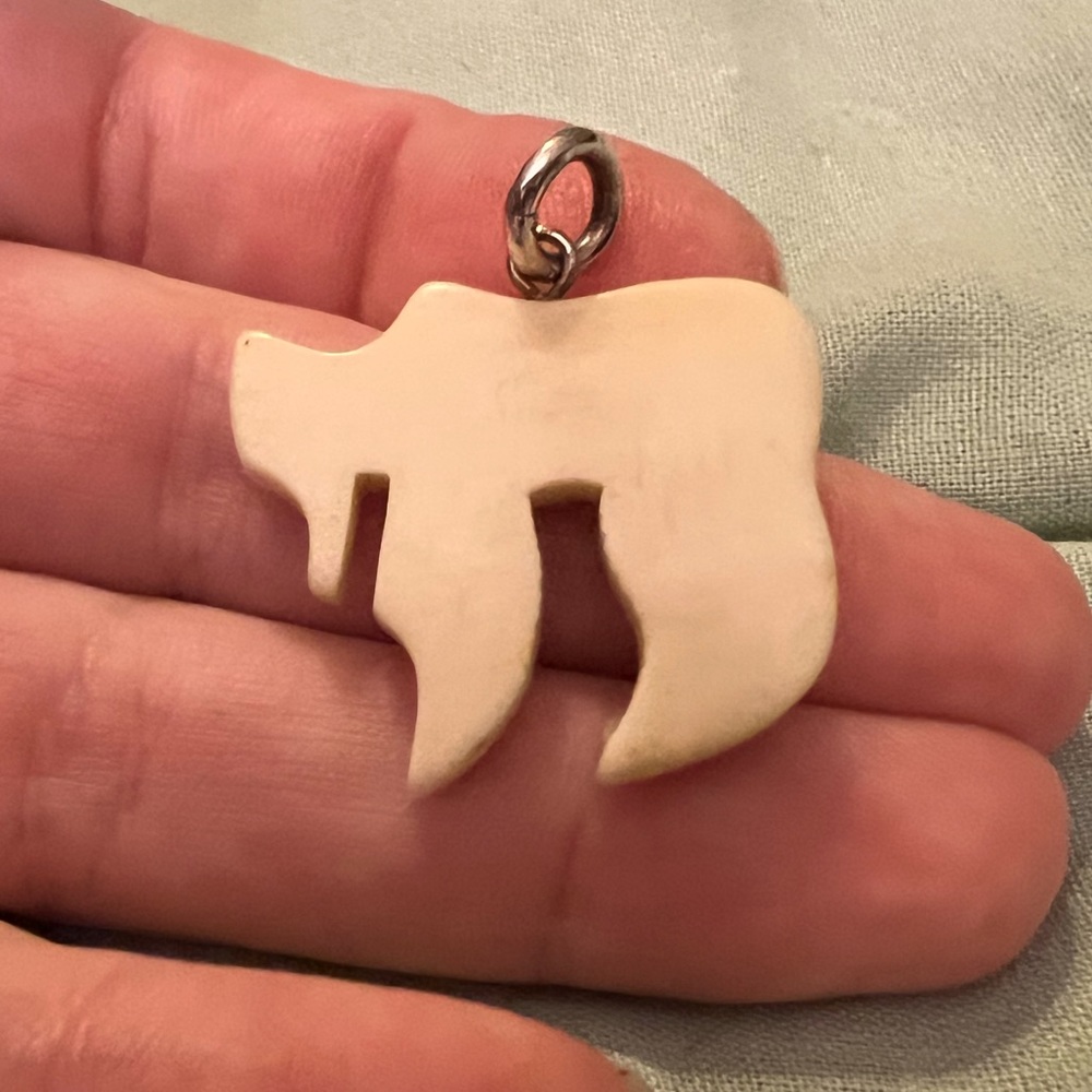 Gorgeous Pre-ban vintage hand carved ivory Chai pendant